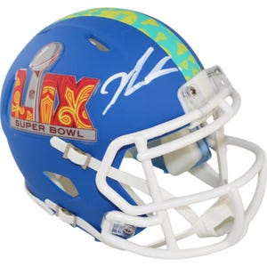 Jalen Carter z autografem/podpisem Philadelphia Eagles Super Bowl 59 Mini kask Beckett Witness 49402