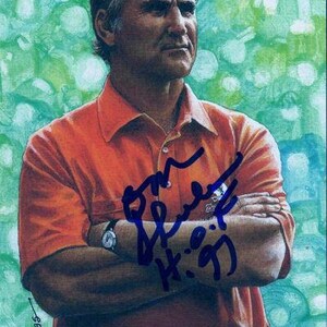 Don Shula signierte Miami Dolphins GOAL Line Art-Karte mit HOF 97