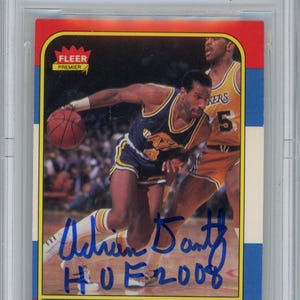 Adrian Dantley Signierte 1986-87 Fleer #21 Trading Card w/HOF Beckett 10 Slab