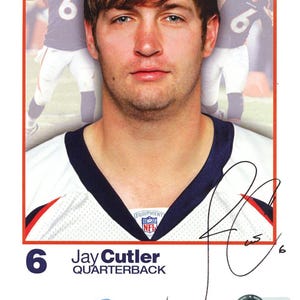 Jay Cutler assinou Denver Broncos 8,5x6,5 Quest Ad Card Beckett 45095
