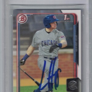 Ian Happ gesigneerde/ondertekende Chicago Cubs 2015 Bowman Draft Card BAS Slab