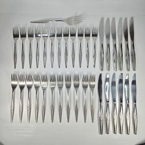 Vintage Oneida Community Woodmere Stainless Steel Flatware 36 Pieces  Leaf Wheat