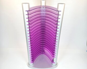 Tour de rangement pour CD vintage Y2K en acrylique violet et argent, 20 emplacements