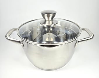 Cacerola restauradora David Burke de 3,4 cuartos con tapa coladora de acero inoxidable