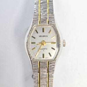 Works VTG Womens Helbros Gold Tone Quartz Big Dial 32mm Japan Running Fit 6.25in Helbros Women main image 2