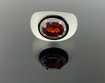Certified Rock Crystal Spessartine Set In 18K Gold And Diamonds
