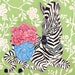 Art Print Preppy Zebra with Ginger Jar and Peonies on Chinoiserie Wallpaper
