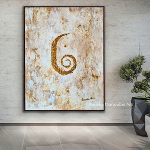 Lord Ganesha painting | Textured art | Indian wall decor | Minimalist wall art | Abstract painting | Ganpati Painting | Large Entryway art