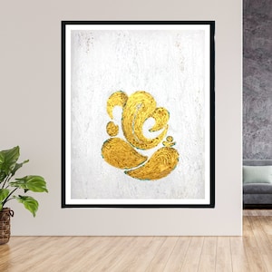 Golden Ganesha painting | Minimalist Painting | Abstract | Ganpati decor | Canvas painting | Indian decor | Modern India | Spiritual art