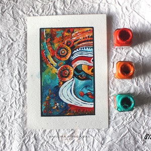 Kathakali face painting Original acrylic art Kerala art South Indian Art Traditional dance Fine Art Home Decor by Anusha Durgadas
