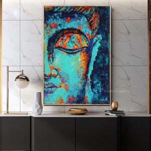 Limited Edition | Handmade Lord Buddha painting | Original Acrylic Textured wall art with Gold | Spiritual Home decor | Vibrant modern art