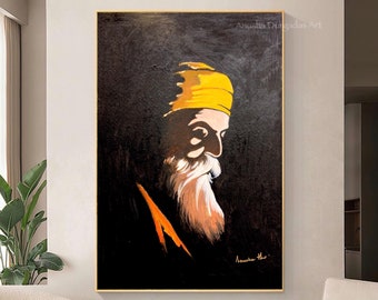 Original Guru Nanak DevJi Painting | Abstract Sikh art | Gurmukhi | Modern Indian art | Ik Onkar | Sikh Home Decor | Extra Large painting