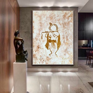 Modern Krishna painting |  Indian decor | Contemporary Modern Decor | Indian painting | Modern Indian art | Minimalist Abstract art