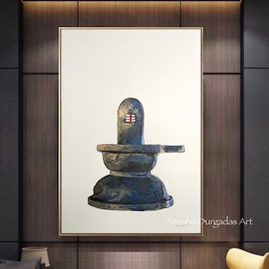 Shivling painting | Original painting | Hand painted | Indian home decor | Indian painting | Modern Indian art | Religious | Minimalist art