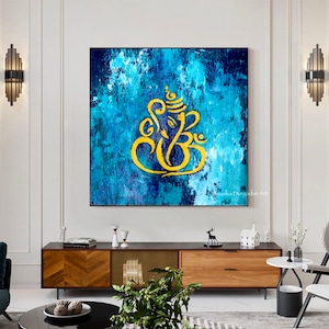 Indian Ganesha painting | Abstract Blue painting | Modern Indian art | Ganpati art | Indian Home decor | Original painting | Hand painted |