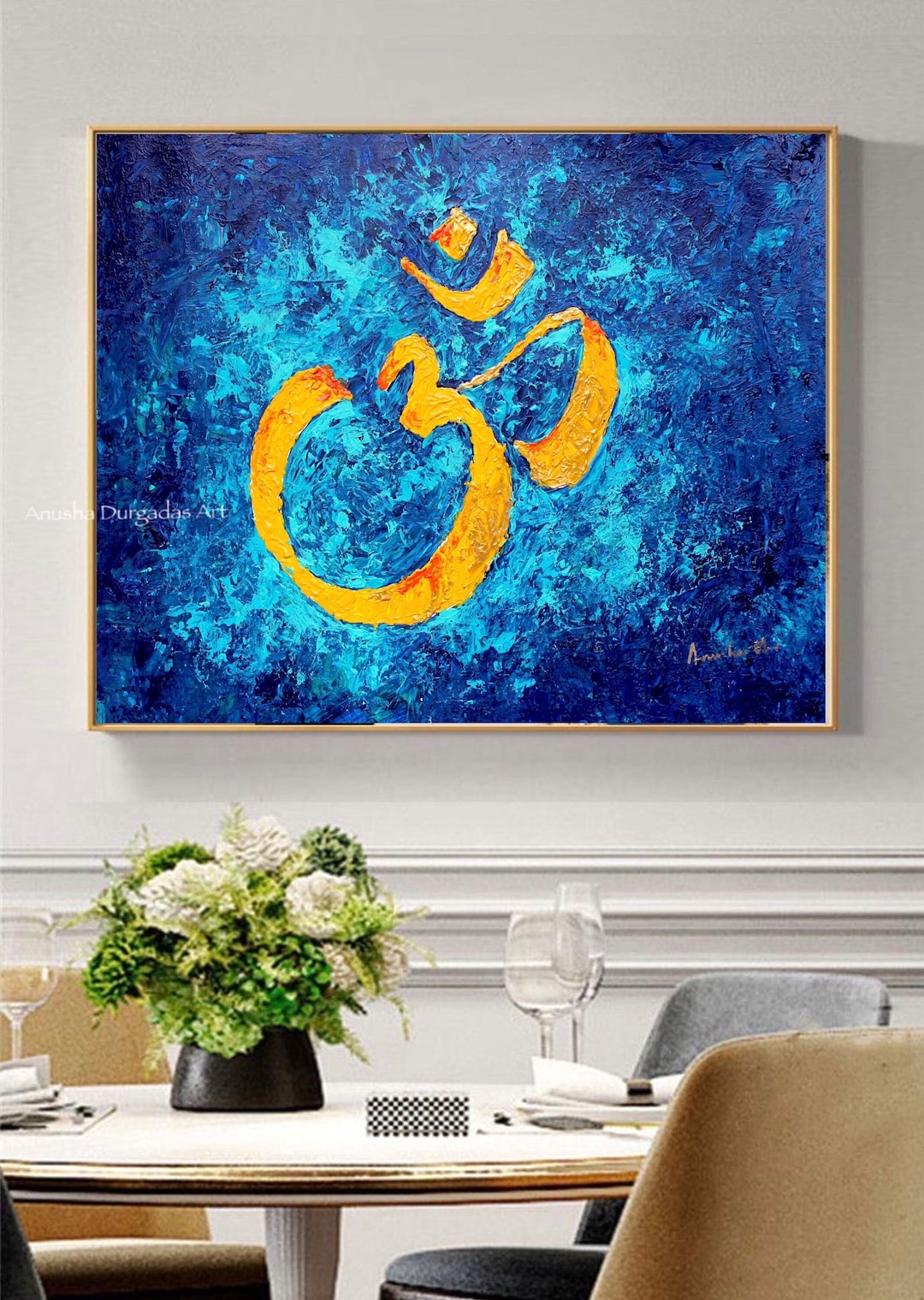 OM Painting OM Shanti Wall Art Indian Decor Abstract Etsy