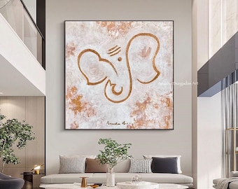 Dipinto moderno Ganesh / Arte murale minimalista / Pittura indiana / Pittura astratta / Decorazione murale Ganesha / Arte soggiorno grande / Arte indiana