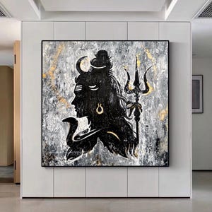 Lord Shiva Wall art | Original Modern Indian Painting |Indian home decor | Modern Hindu Shiva art |Large Abstract art |Spiritual |Unframed
