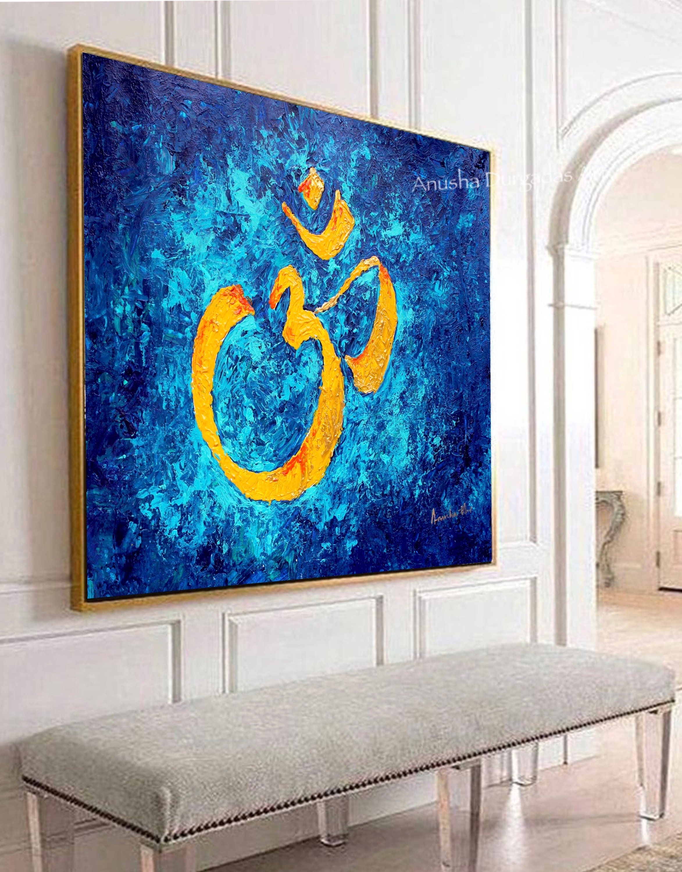 Buy OM Painting OM Shanti Wall Art Indian Decor Abstract Painting