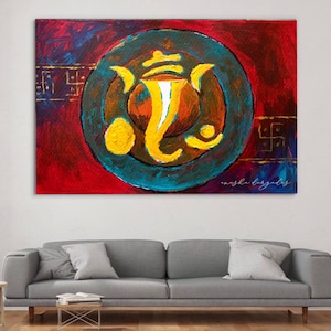Large Abstract Ganesha painting | Abstract art | Ganpati wall Decor | Indian Painting | Original | Indian home wall art | Painting on Canvas