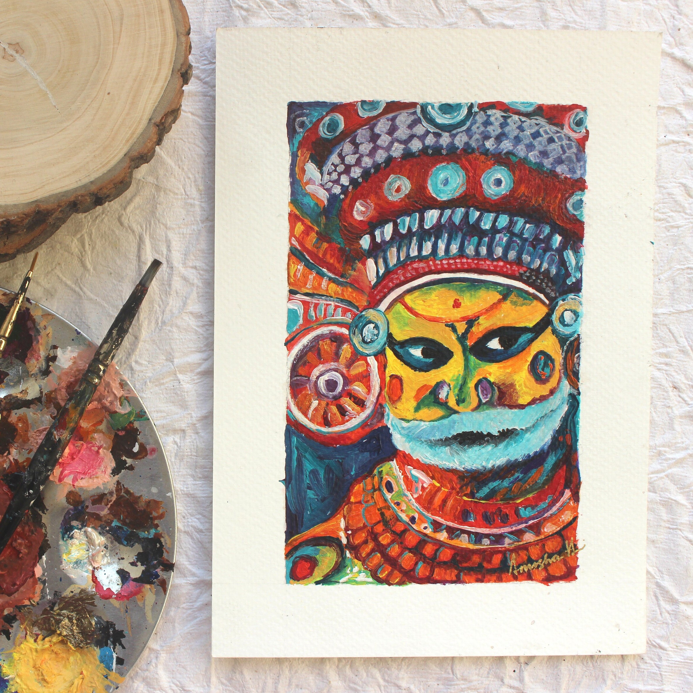 Sree Muthappan Painting Original Acrylic Art Kerala Art - Etsy Sree Muthappan Painting Original Acrylic Art Kerala Art - Etsy