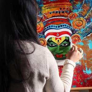 Kathakali || Original painting | Abstract art | Acrylic painting | Kerala folklore art | Indian classical dance | Kathak painting