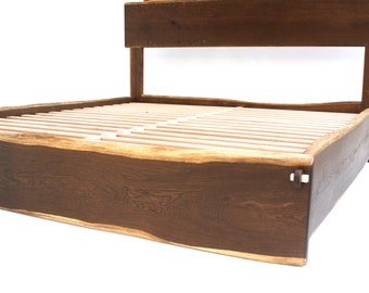 Live Edge Bed Natural, Slabfoot, King, Queen, Any size, Bett, Cama, Fumed Oak