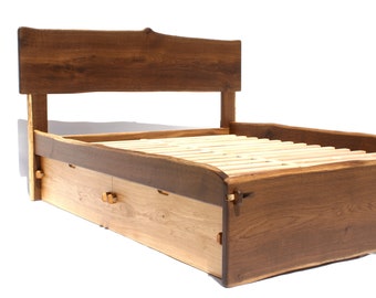 Live Edge Bed Natural, Slabfoot, King, Queen, Any size, Bett, Cama, Fumed Oak