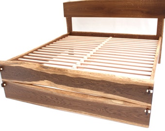 Live Edge Bed Natural, Double Slabfoot, King, Queen, Any size, Bett, Cama, Fumed Oak