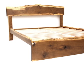 Live Edge Bed Natural, Slabfoot, King, Queen, Any size, Bett, Cama, Fumed Oak