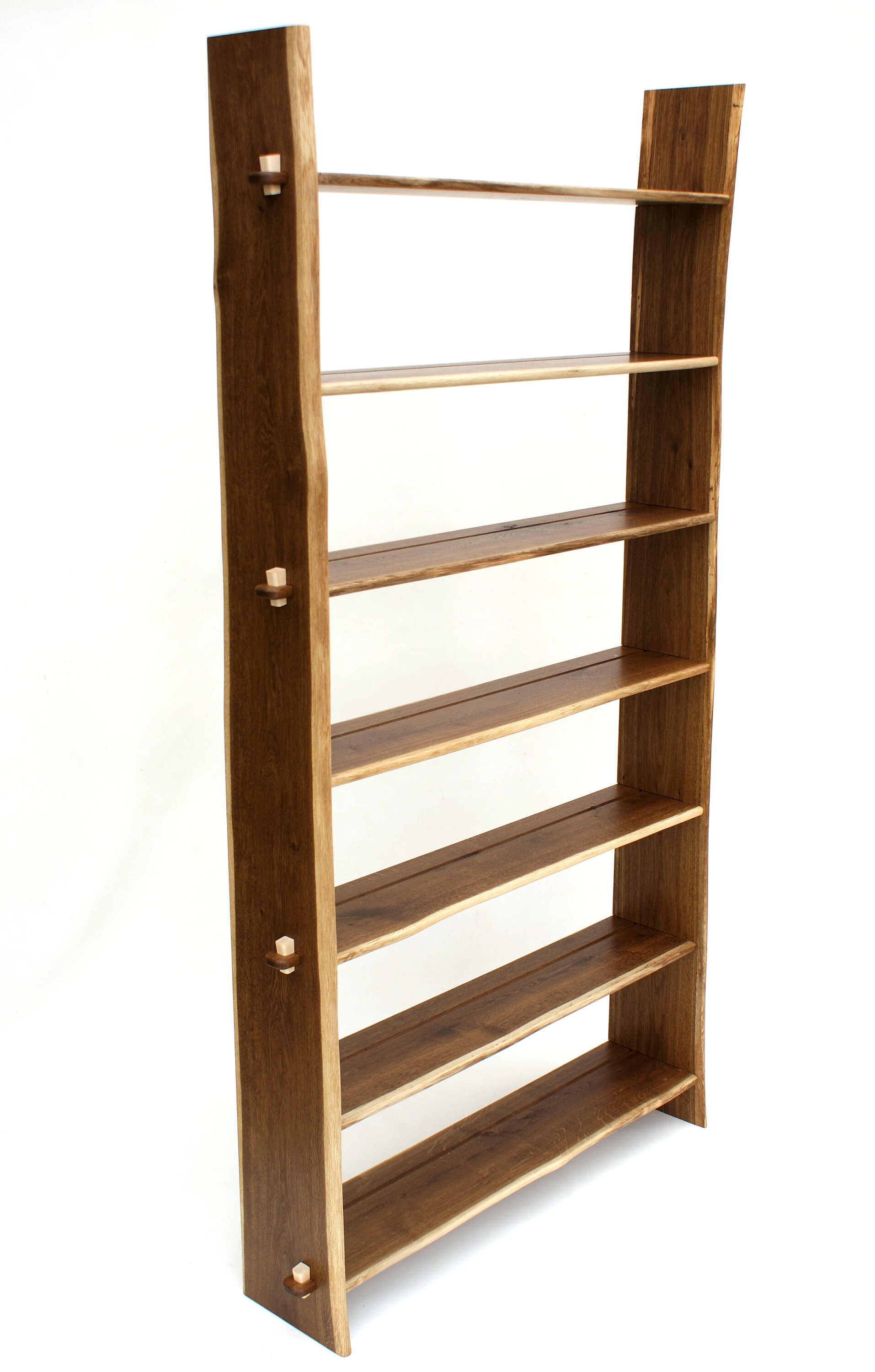 Live Edge Bookcase Waney Edge Natural Edge Fumed Oak