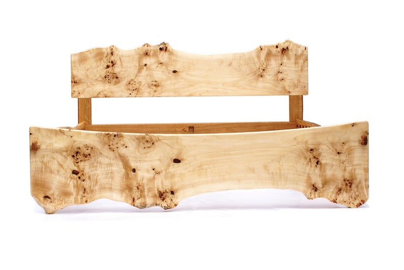 Live Edge Bed Natural, Highly Figured, King, Queen, Cualquier tamaño, Bett, Cama, Roble ahumado imagen 1