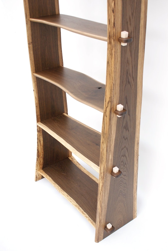 Live Edge Bookcase Waney Edge Natural Edge Fumed Oak Etsy