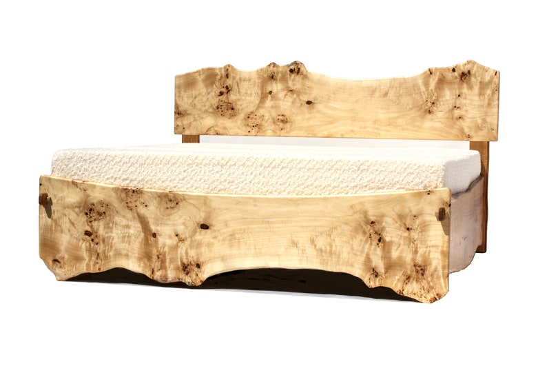 Live Edge Bed Natural, Highly Figured, King, Queen, Cualquier tamaño, Bett, Cama, Roble ahumado imagen 2