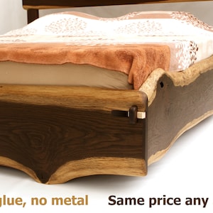 Live Edge Bed Natural, King, Queen, Any size, Bett, Cama, Fumed Oak image 1