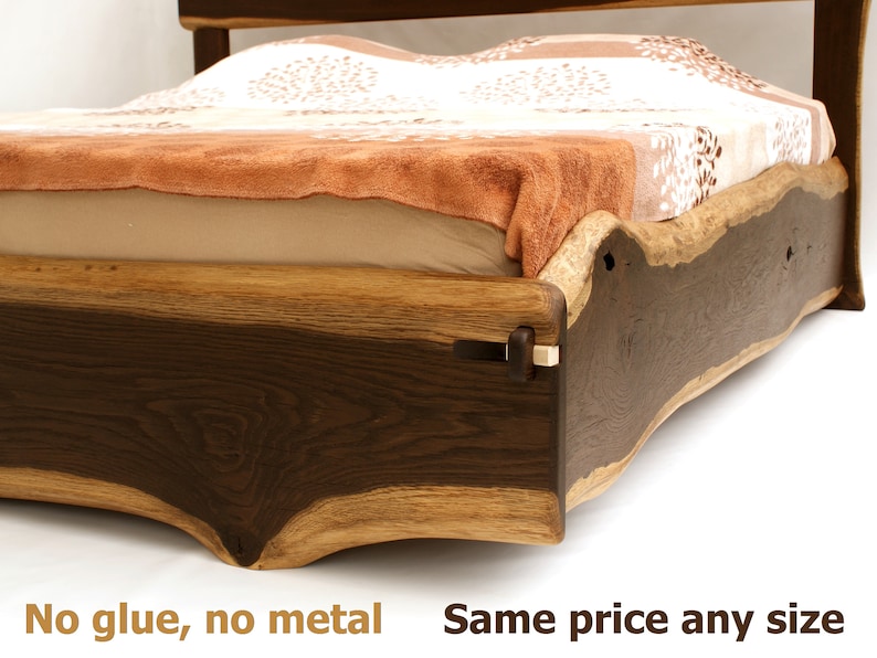 Live Edge Bed Natural, King, Queen, Any size, Bett, Cama, Fumed Oak image 1