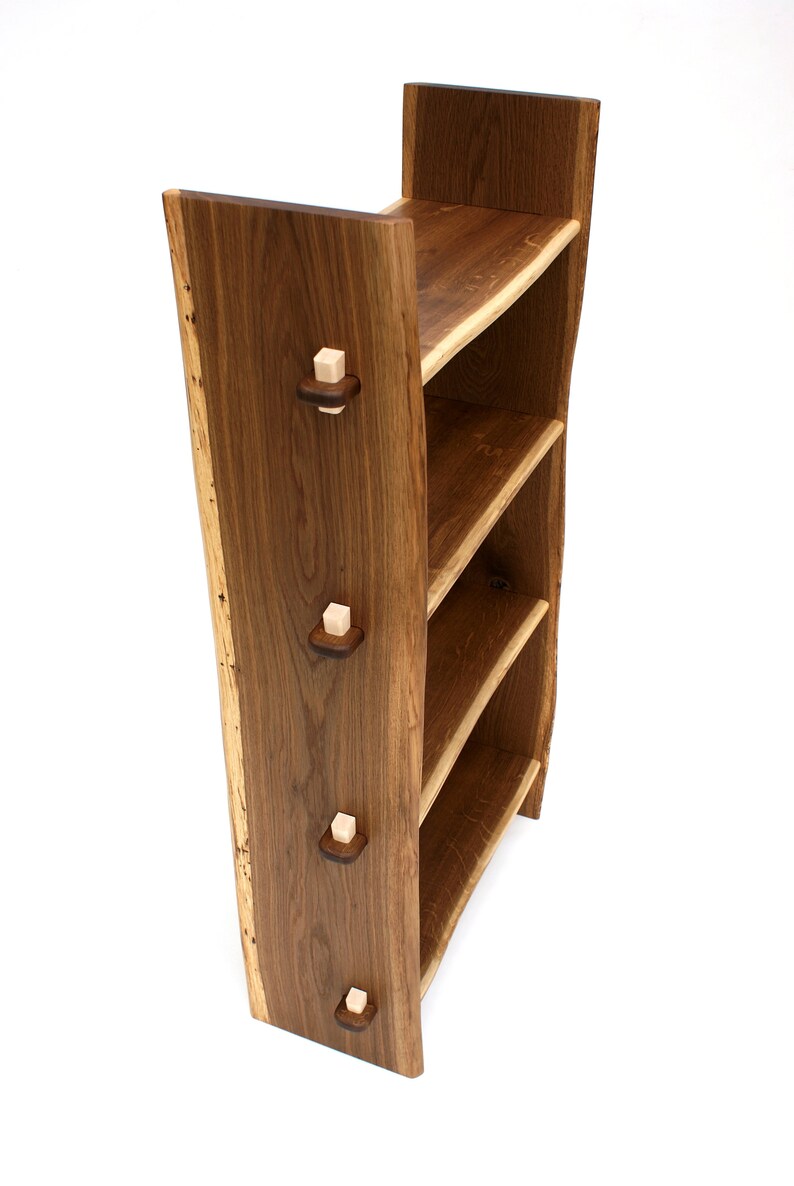 Live Edge Bookcase Waney Edge Natural Edge Fumed Oak Etsy