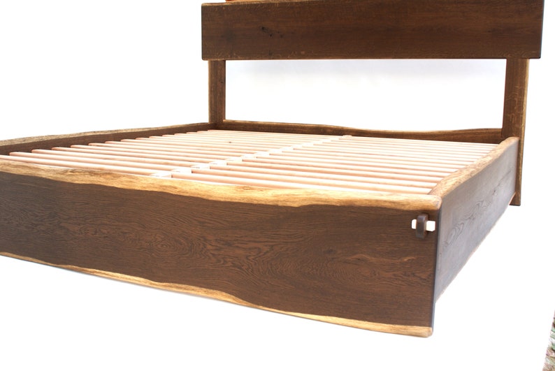 Live Edge Bed Natural, Slabfoot, King, Queen, Any size, Bett, Cama, Fumed Oak image 1