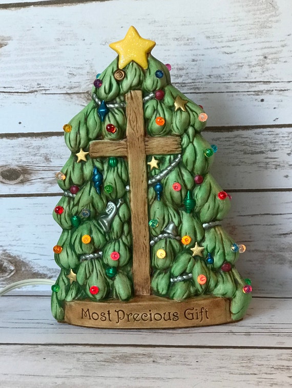 Lighted Christmas Tree With Cross Lighted Christmas Tree With Cross