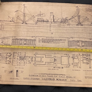 Elevation & Deck Plans of Cargo Steamer Caledonian Monarch