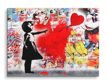Artistic mural - FLYING LOVE - Pop Art Banksy