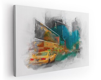 Leinwand-Bild Kunstdruck Hochformat 60x120 Bilder Taxis New York 