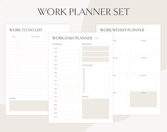Printable Work Planner, Work Daily Planner, Work Weekly Planner, Work To-Do List, Instant Download, A4/A5