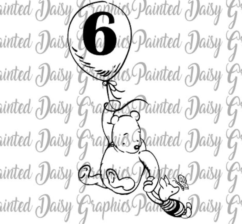 Download Classic Pooh Birthday Balloon SVG Cut file Cricut Silhouette | Etsy
