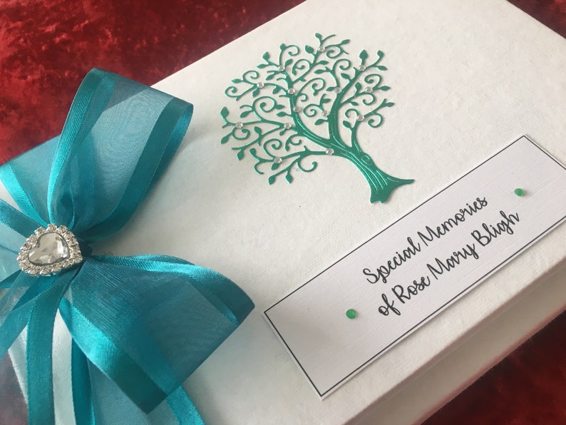 Personalised Book of Condolence Bereavement Funeral memorial tree of life boxed