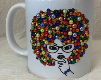 Mug, Bling Mug, Ceramic Mug, Resin Rhinestones, Rhinestone Mug, Coffee Cup, Cup, Tea Cup, Gift, Gift for Her, Personalized Gift, Drinkware