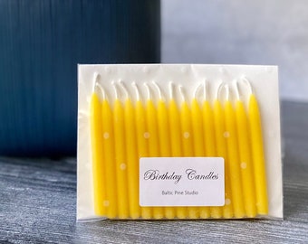 Beeswax Birthday Candles | Pack of 15 | Natural Beeswax Candles
