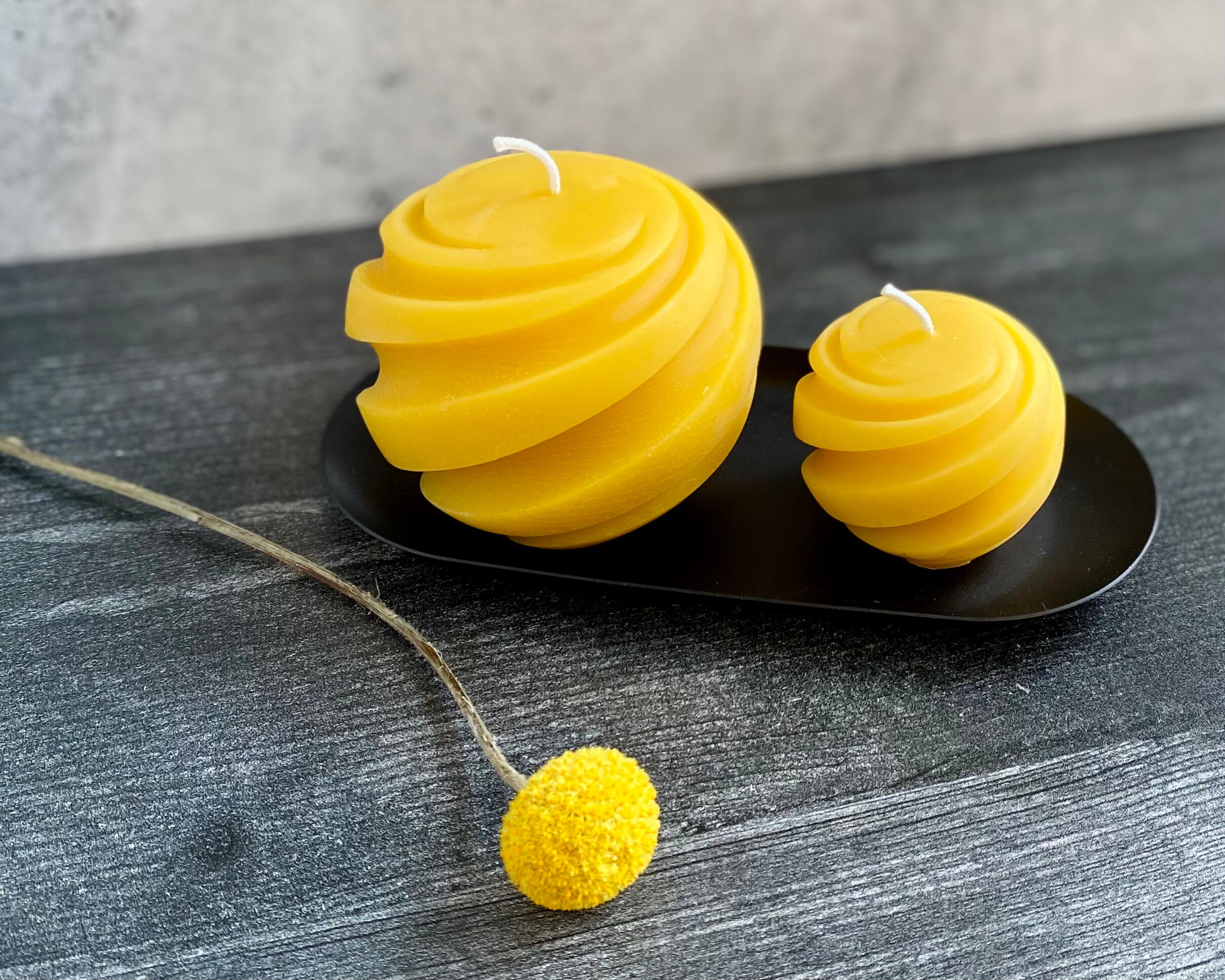 Round Spiral Candles | Beeswax Candles | Modern Décor | Non-toxic 