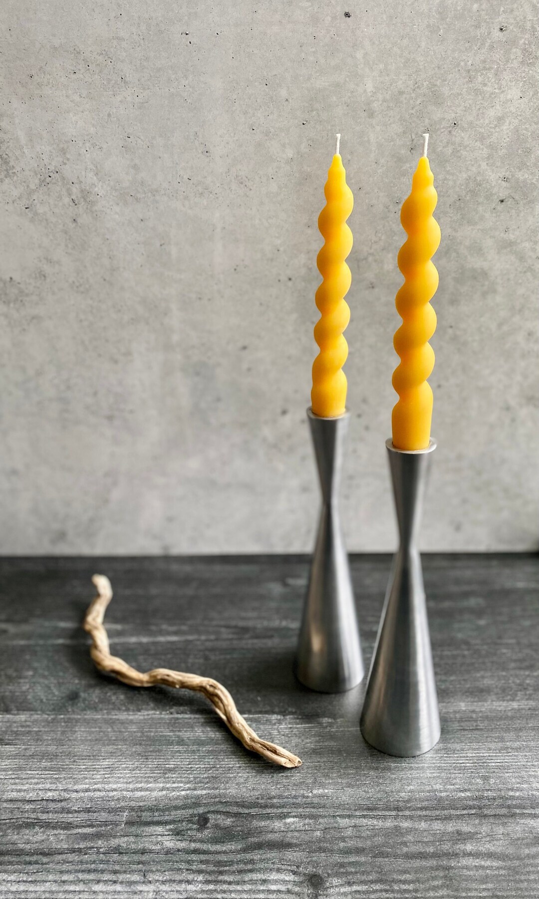 Beeswax Twisted Taper Candles Natural Beeswax Taper Etsy