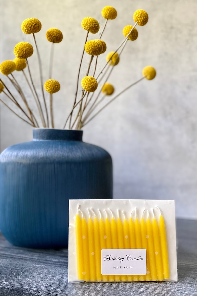Beeswax Birthday Candles Pack of 15 Natural Beeswax Candles Etsy